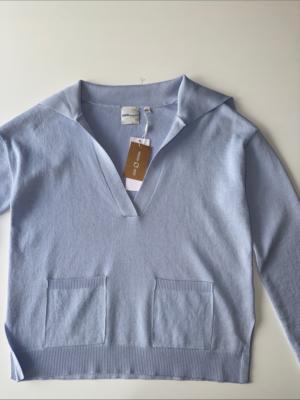 525 America Light Blue V-Neck Pocket Sweater